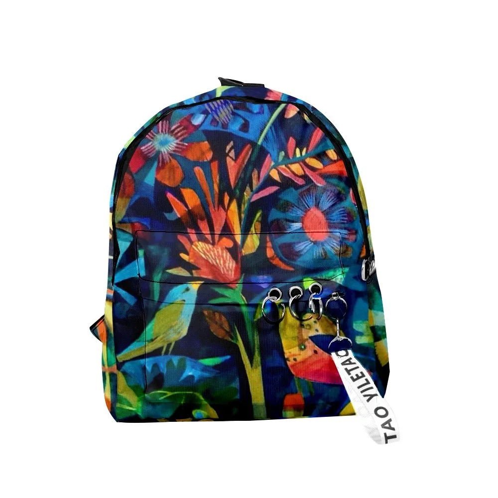 Hip Hop Youthful Maple leaves School Bags Notebook Backpacks Boys/Girls 3D Print Oxford Waterproof Key Chain Small Travel Bags