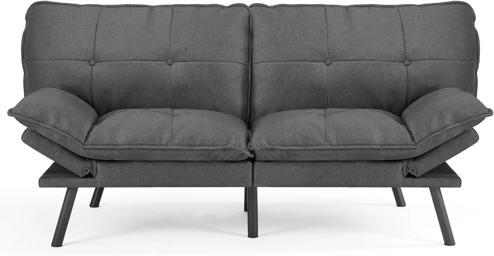 DUMOS Sleeper Futon Sofa Couch Bed, Memory Foam Couch, Convertible Living Room Couch, Apartment, Office, Studio, Dark Grey