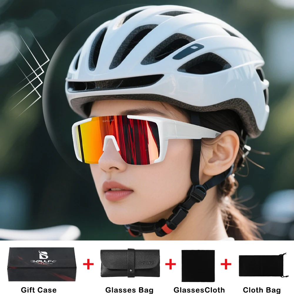 

BOLLFO Luxury Rimless Glasses Man Women Colorful Photochromic Cycling Sunglasses Polarized UV Protection OTG Bicycle Eyewear
