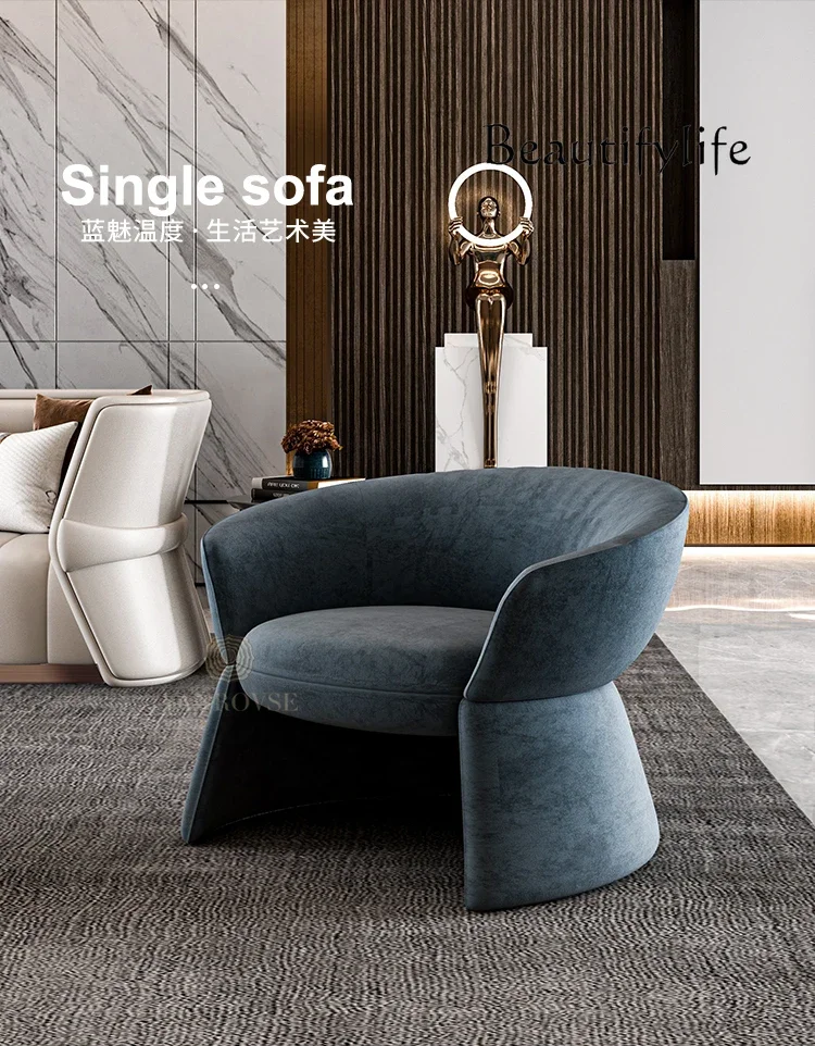 아메리칸 스타일, 가벼운 럭셔리 기술, 가죽 원목 싱글 소파, 대형 아파트 거실 디자이너
