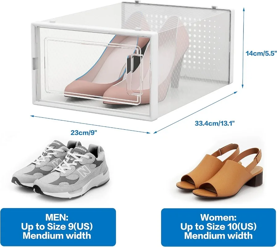 Boîtes à chaussures empilables en plastique transparent, bacs de rangement, mallette pliable, gain de place, adapté au Cisco, 12 paquets