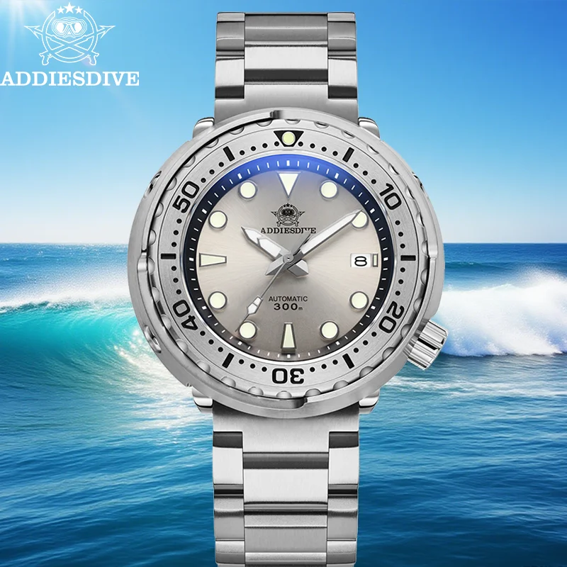 ADDIESDIVE Men Watch Sapphire Glass BGW9 Luminous 300m Waterproof Stainless Steel Calendar NH35 Automatic Tuna Diving Watch