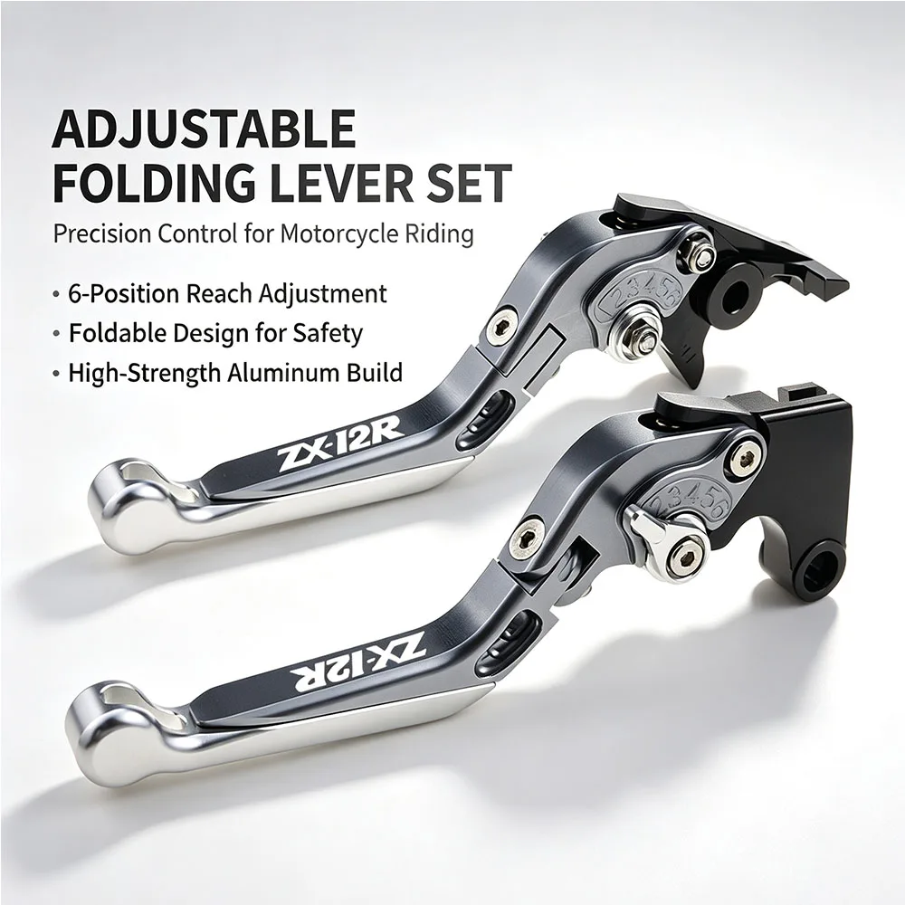 For Kawasaki ZX12R ZX-12R ZX 12R 2000-2005 Motorcycle Adjustable Folding Brake Clutch Levers CNC Aluminum Multi Kit Set Pair