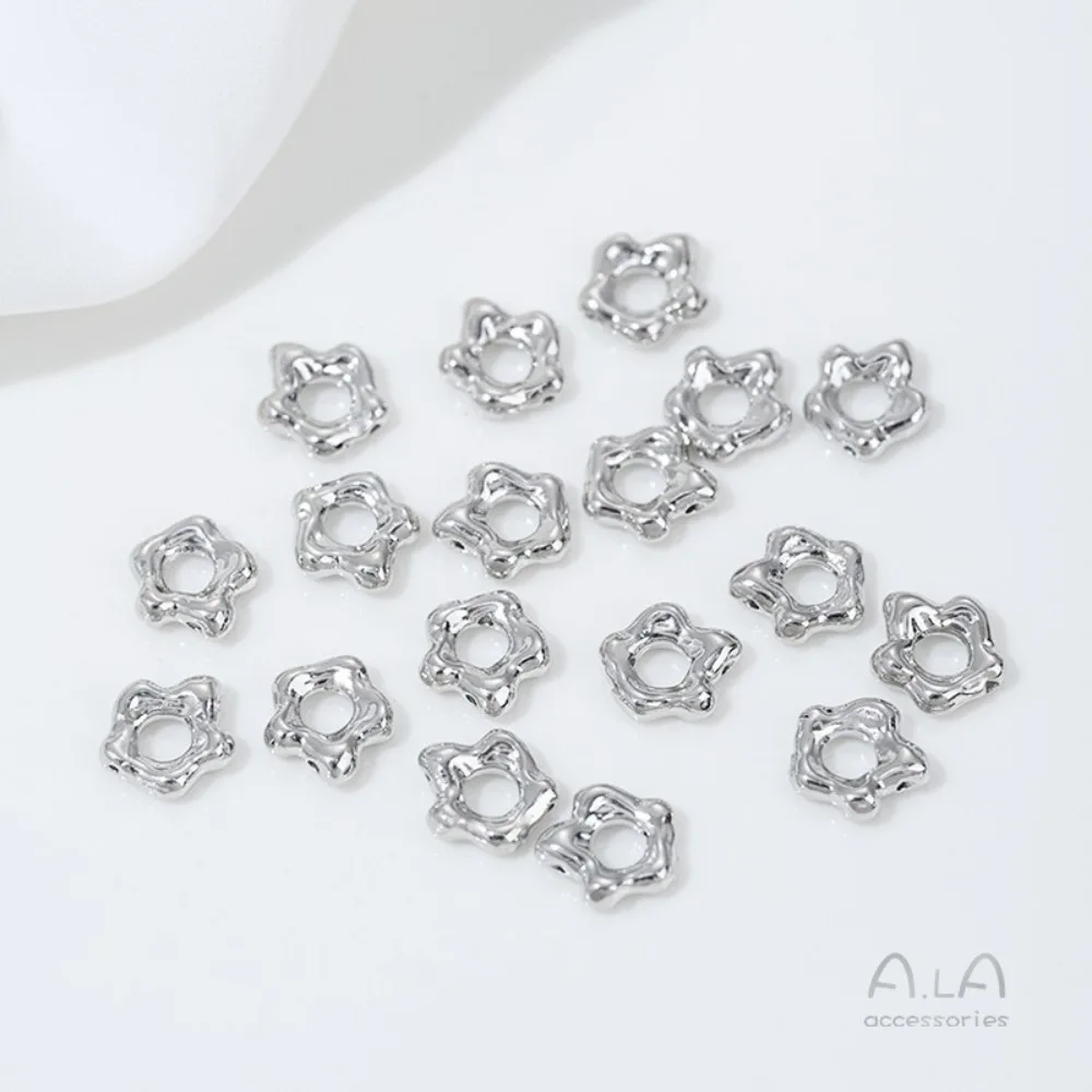 النحاس 14K الذهب اللون على شكل خاص زهرة حبة حلقة حبة فاصل اليدوية مطرز الاكسسوارات سوار قلادة مواد المجوهرات #3