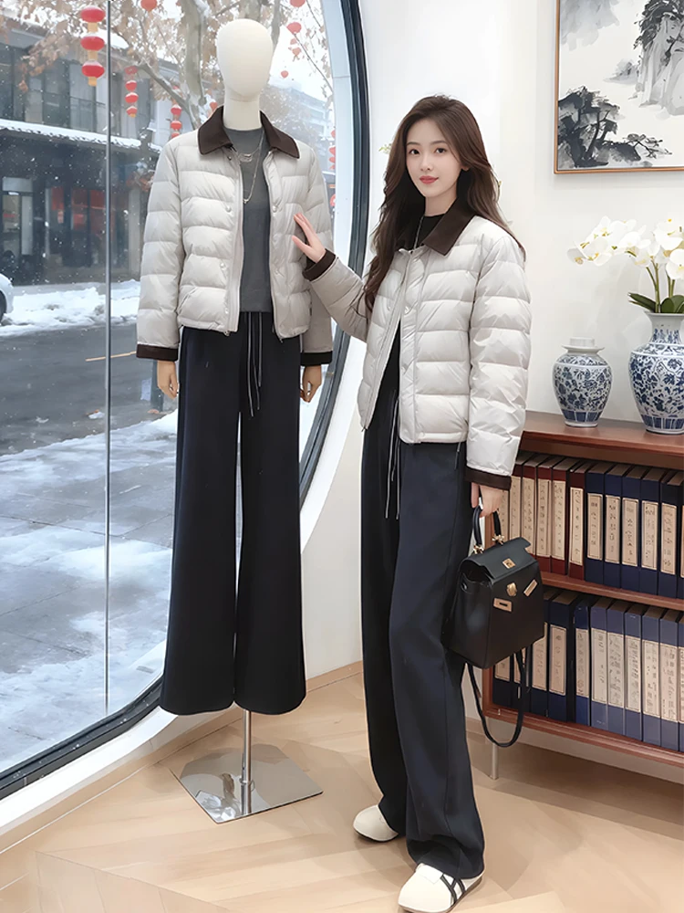 

Winter Thiened Warmth down Cotton Jaet Women's Loose Design Collar Turn-down Coat Large Size Fem Outerwear Coat