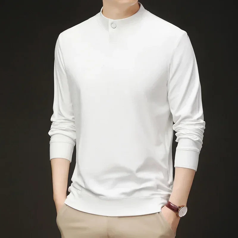 Otoño Invierno nueva moda hombres medio cuello tortuga sudaderas con capucha casual espesar color sólido cálido camisetas ropa masculina tops camisetas