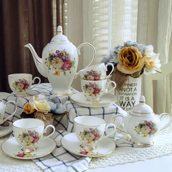 British afternoon tea set European style 15 PC  bone china ceramic wedding gift coffee cup set coffee set