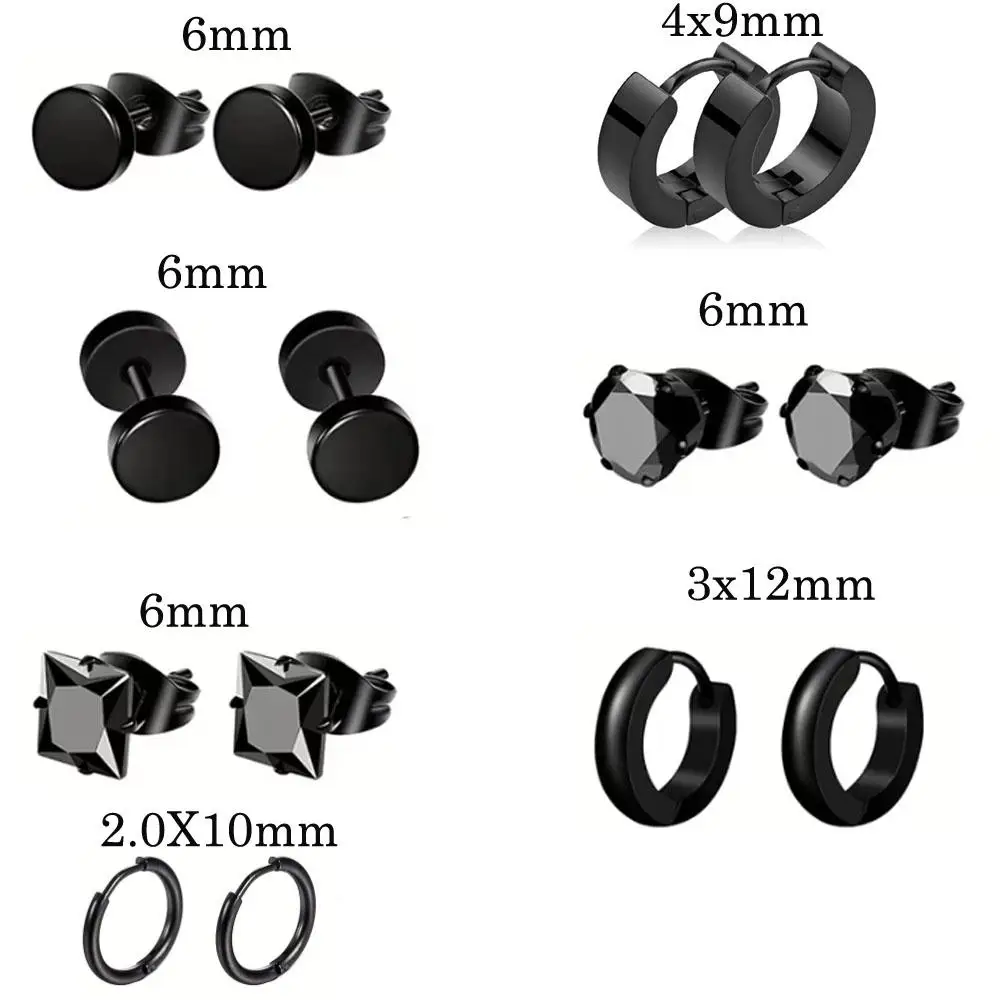 1/20Pairs Fashion Retro Stainless Steel Earring Set Cubic Zirconia Tragus Ear Cartilage Hypoallergenic Body Piercing Jewelry