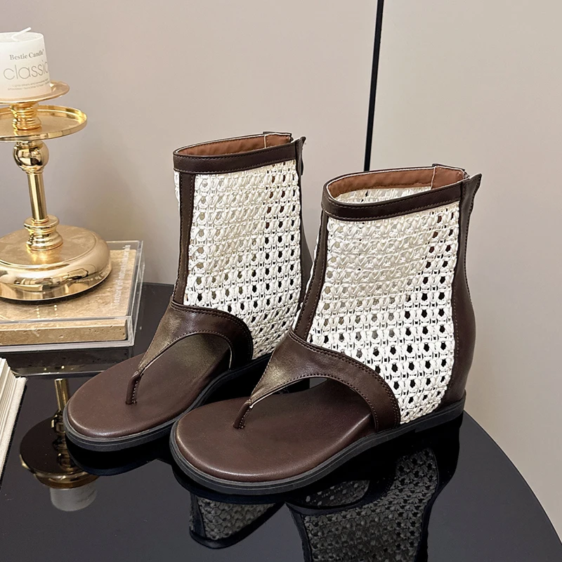 Designer New Women Cool Boots Sandals Wedges Shoes Summer Mesh Sandals 2026 Trend Beach Sport Shoes Zip Slides Mujer Flip Flops