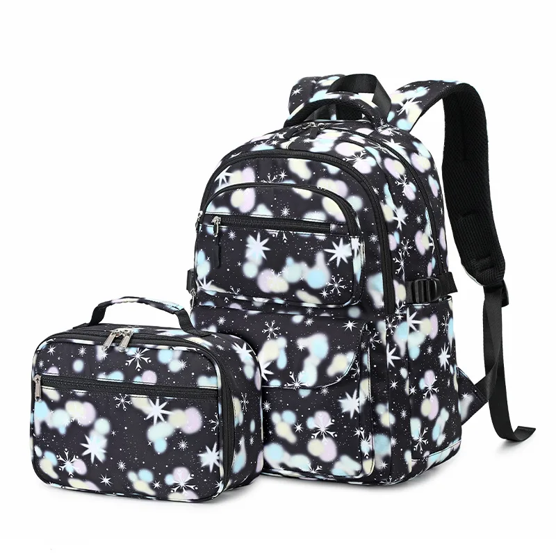 Mochilas escolares leves para crianças, Meninas doces, Conjunto de lancheira, Bolsas escolares para estudantes primários Kawaii, Bolsas de Ombro para Crianças