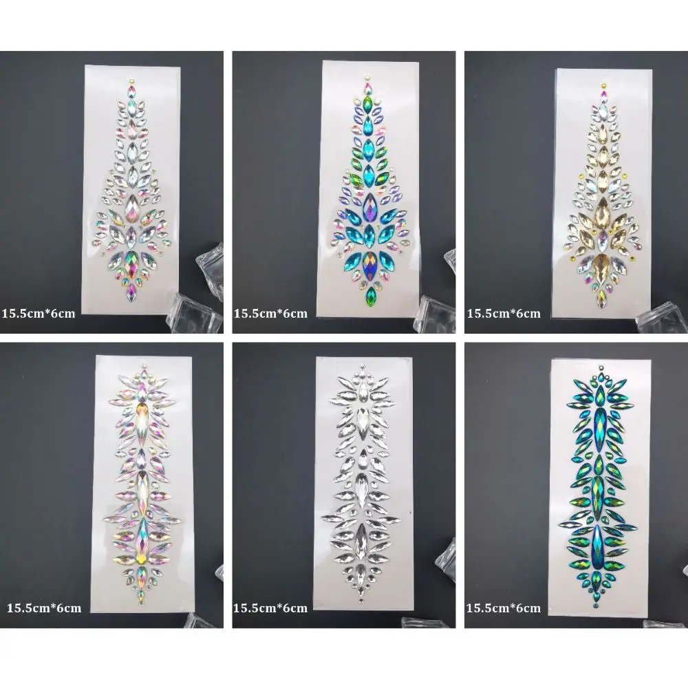 

Fashion EDM Music Festival Tattoo Stickers Glitter Adhesive Crystal Forehead Sticker Face Decals Crystal