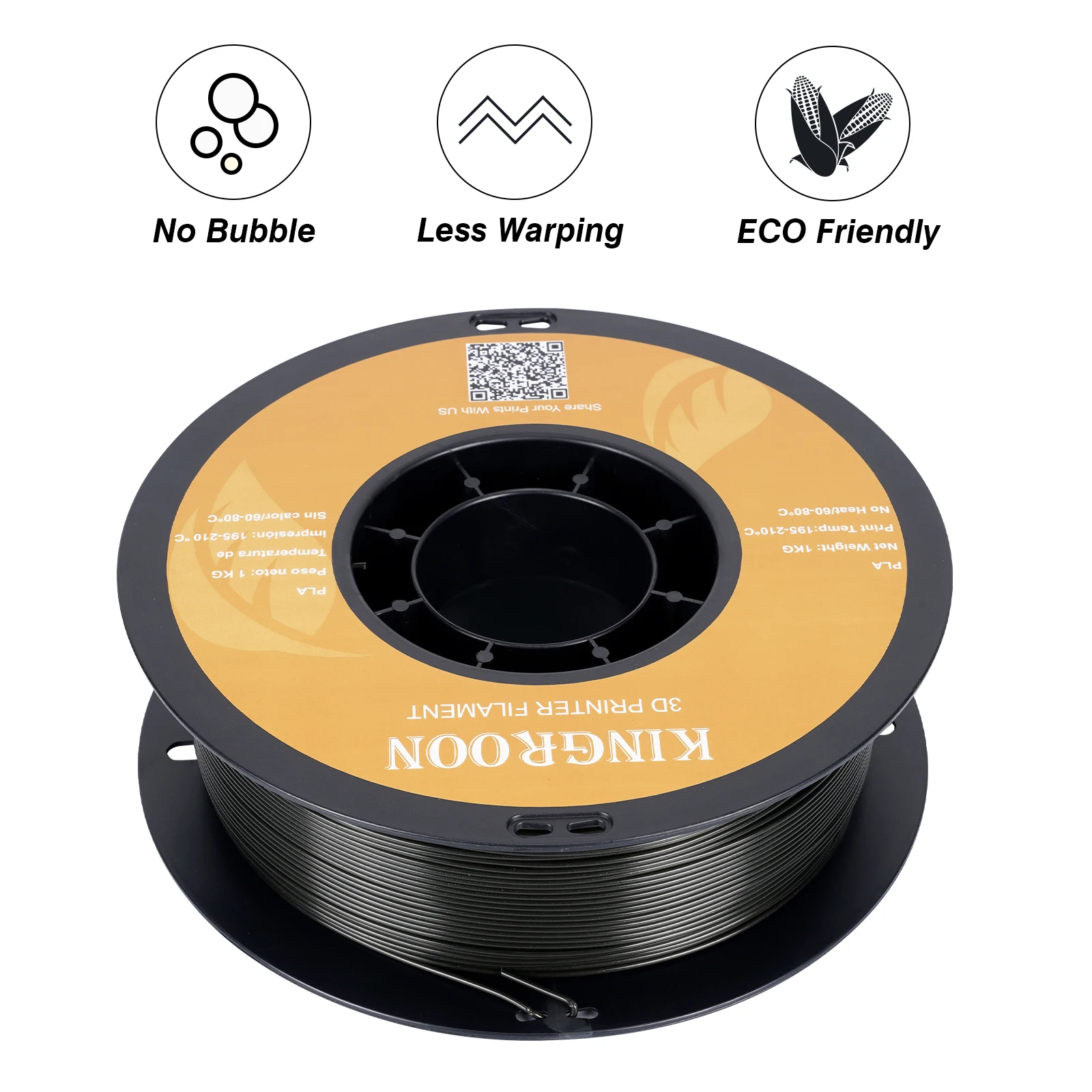 KINGROON PLA 1KG Filament 1.75mm 3D Printer Filament 3D Printing Plastic Material No Bubble 1KG 2.2LBS For 3D Printers 3D Pen