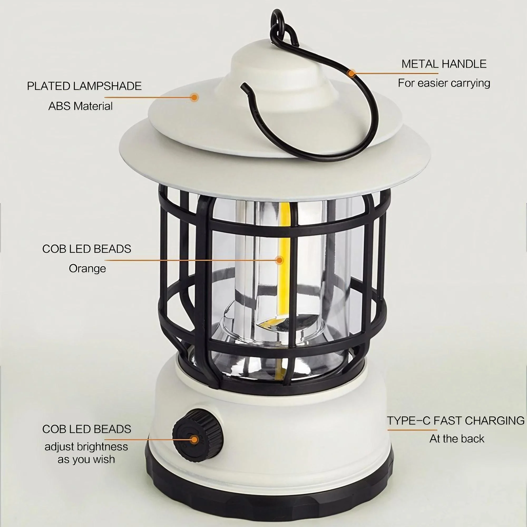 Camping Illuminator Versatile Portable USB Fast Charging Outdoor LED Camping Lantern Vintage Design Ideal Home Tent Emergencies