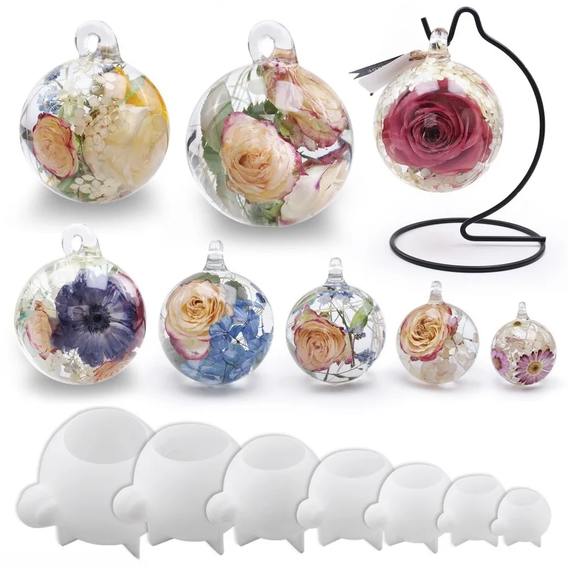 DIY Round Ball With Holes Crystal Epoxy Resin Mold Handmade Spherical Desktop Decor Night Light Silicone Molds Creative Gifts