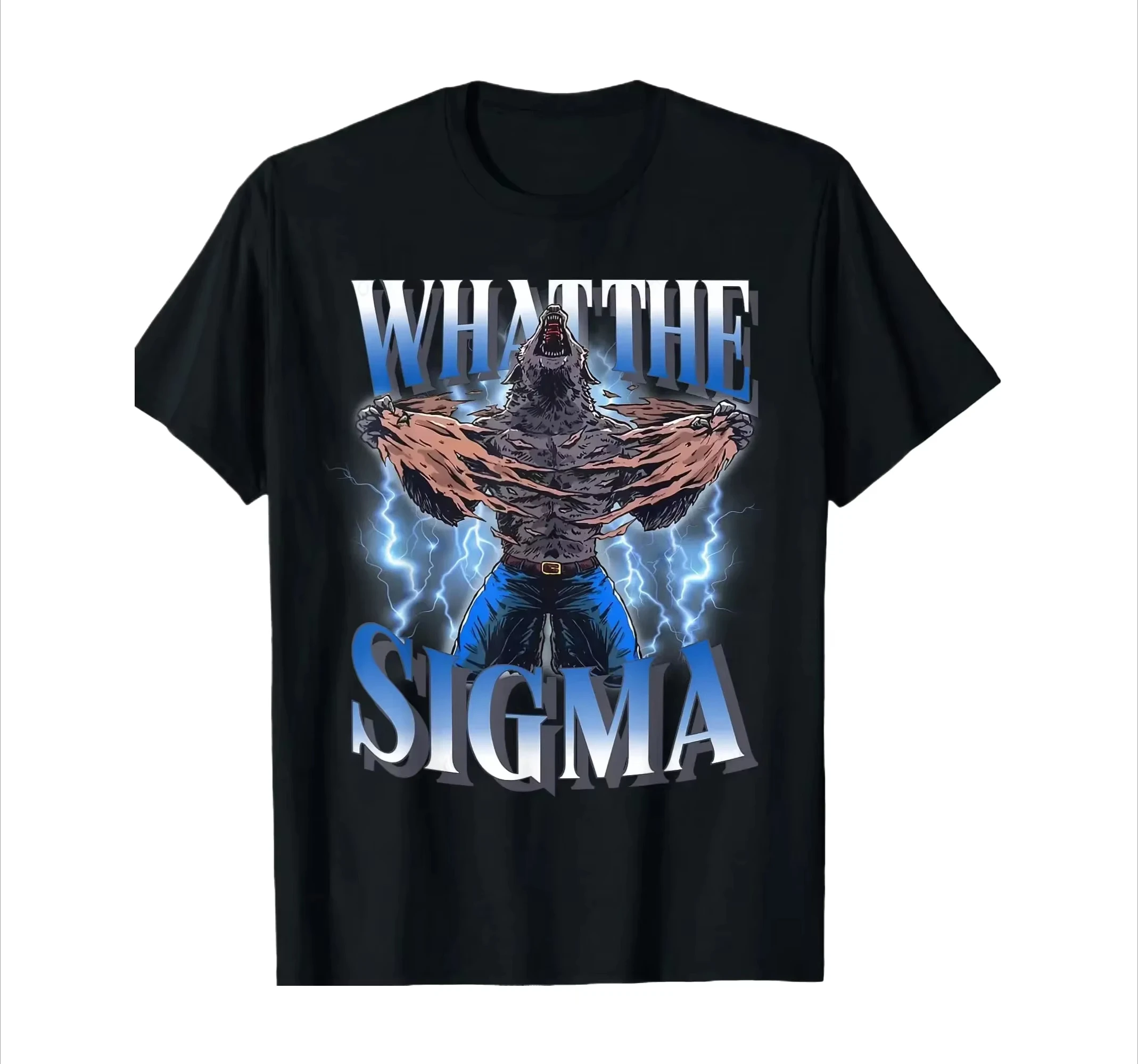 Camiseta de verano 2026 con meme divertido de lobo alfa What The Sigma, estilo vintage, para hombre, ropa suave diaria, tops deportivos suaves para mujer