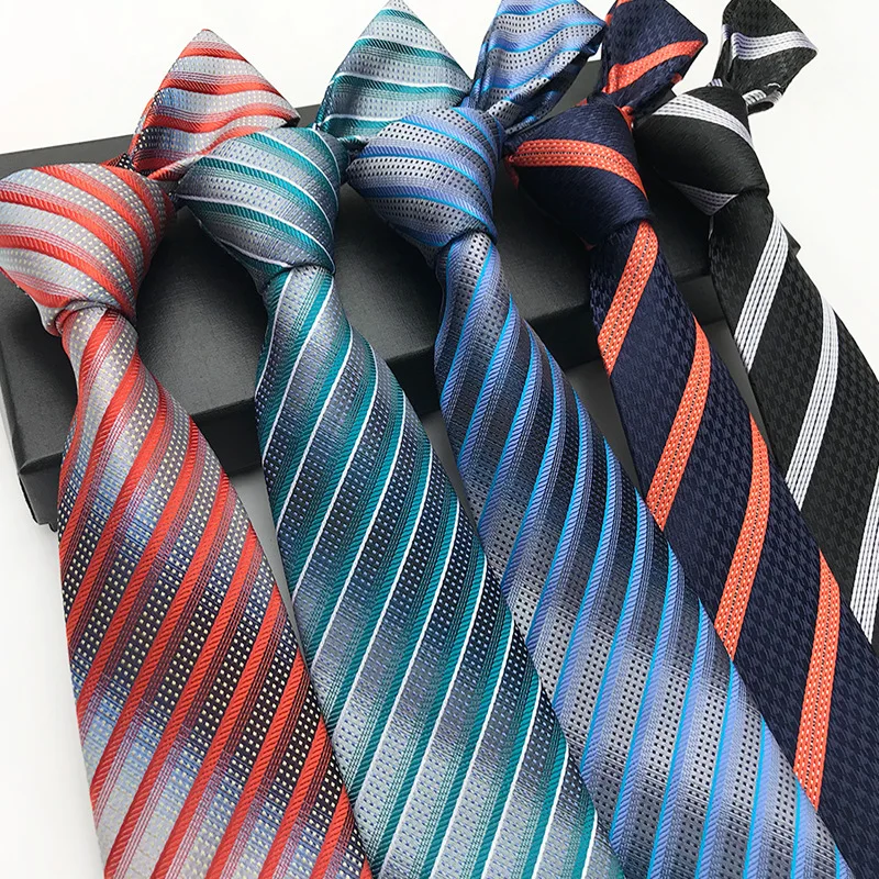 

New Fashion 1200 Needle Plaid Polyester Bright Jacquard Neckties 8cm Holiday Party Dress Shirt Tie