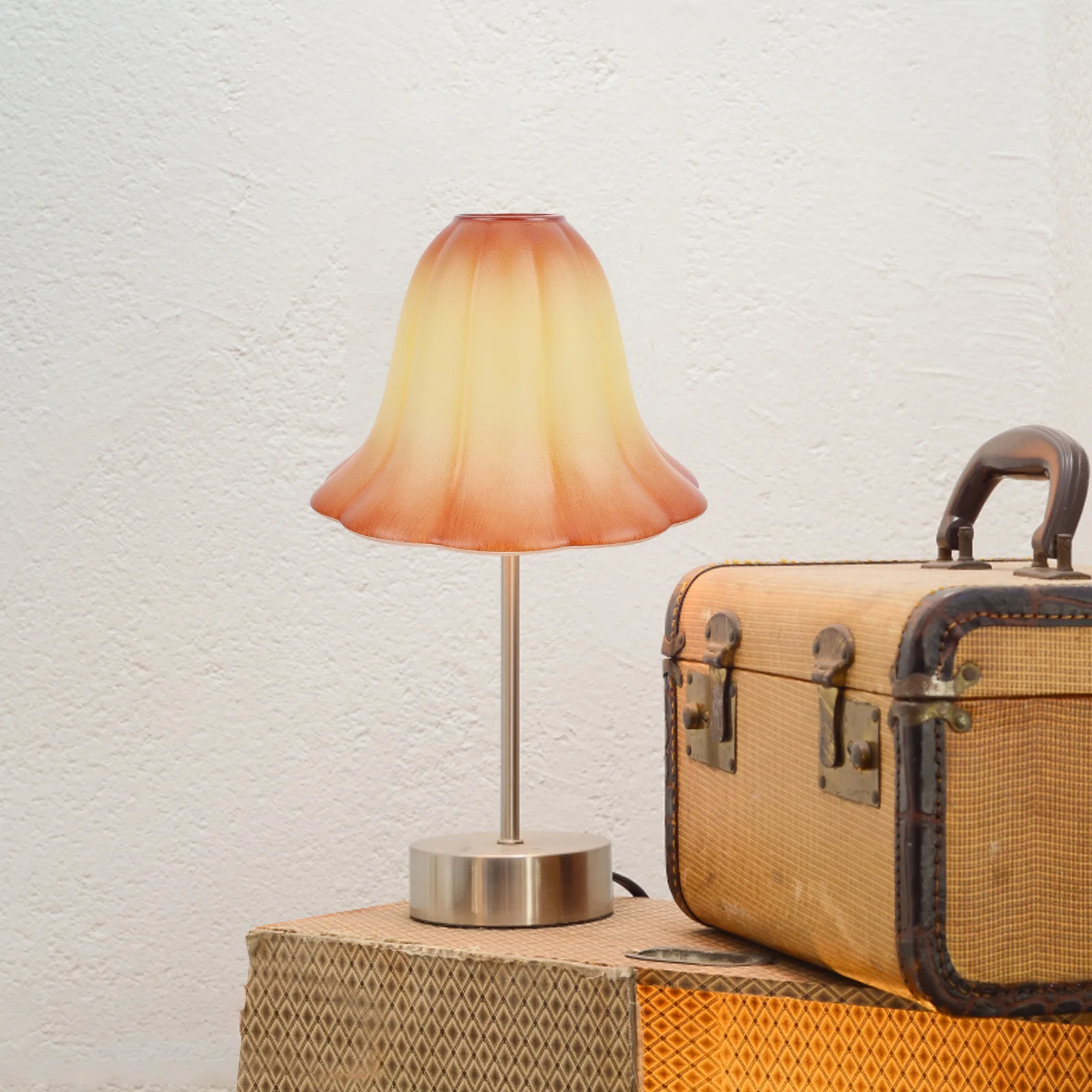 

Bell Shaped Glass Lamp Shade Frosted Rustic Vintage Style Table Lamp Bedroom Living Room Decorative Light Transmission