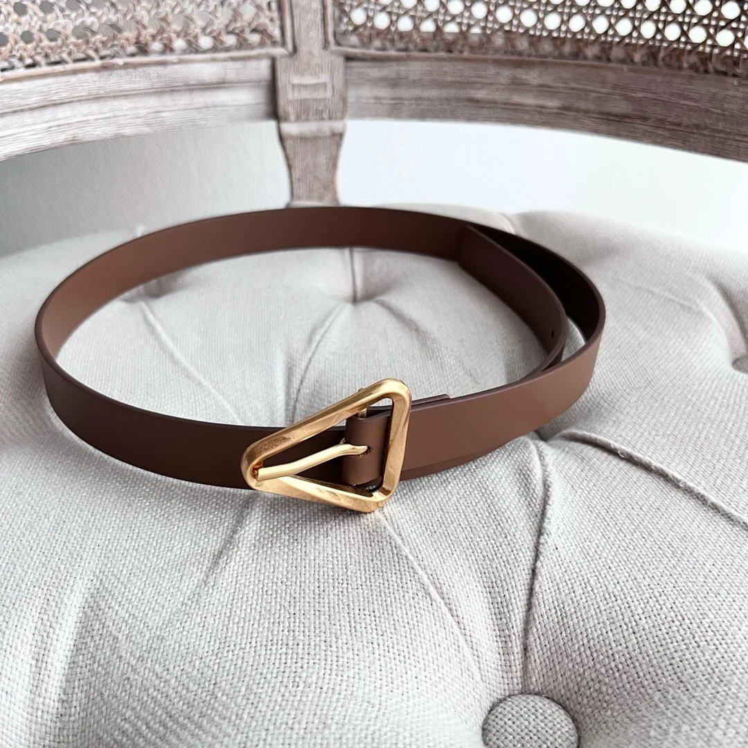 Fashion Leather Thin Belt For Women Triangle Buckle Waist Strap Luxury Designer Female Jeans Dress Trouser Decorative Waistband