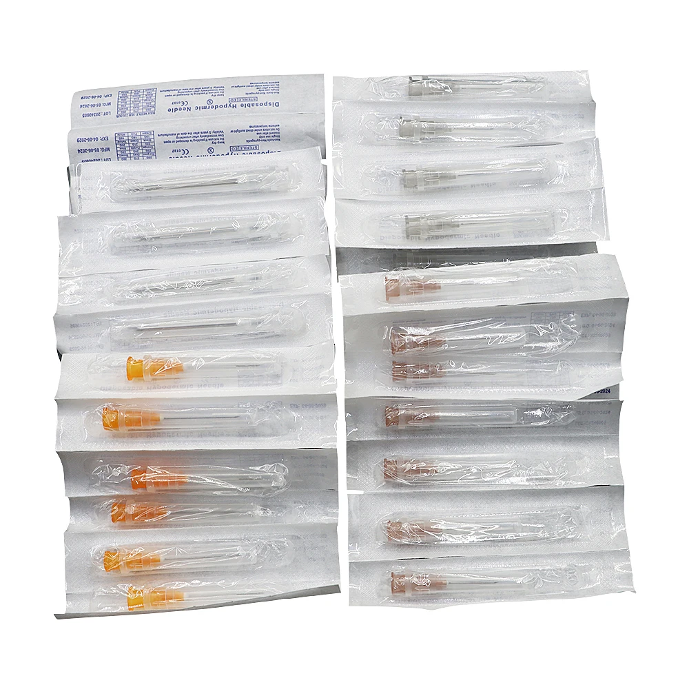 100pcs Dispensing Needles pointed injection needle transparent syringe bayonet needle with transparent cap, glue tool