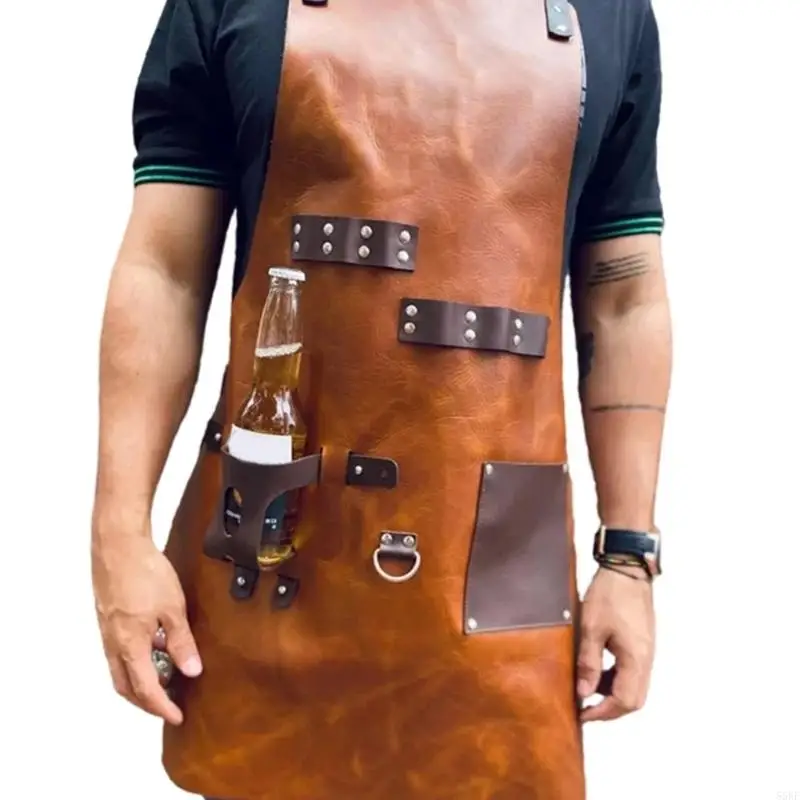 Multiple Purpose Leather Utility Apron Suitable For Meal Preparation Roasting And Outdoor Gatherings In Different Sizes 55KF
