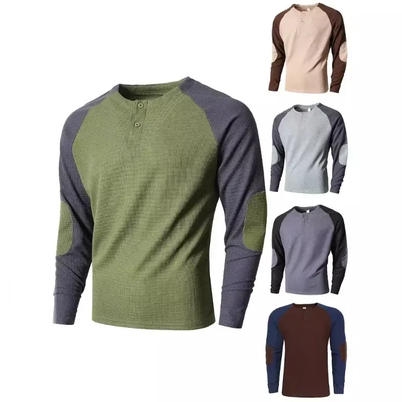 

Мужская одежда, весенне-осенняя лоскутная спортивная толстовка с длинными рукавами для бодибилдинга, мужская спортивная одежда, топ с круглым вырезом