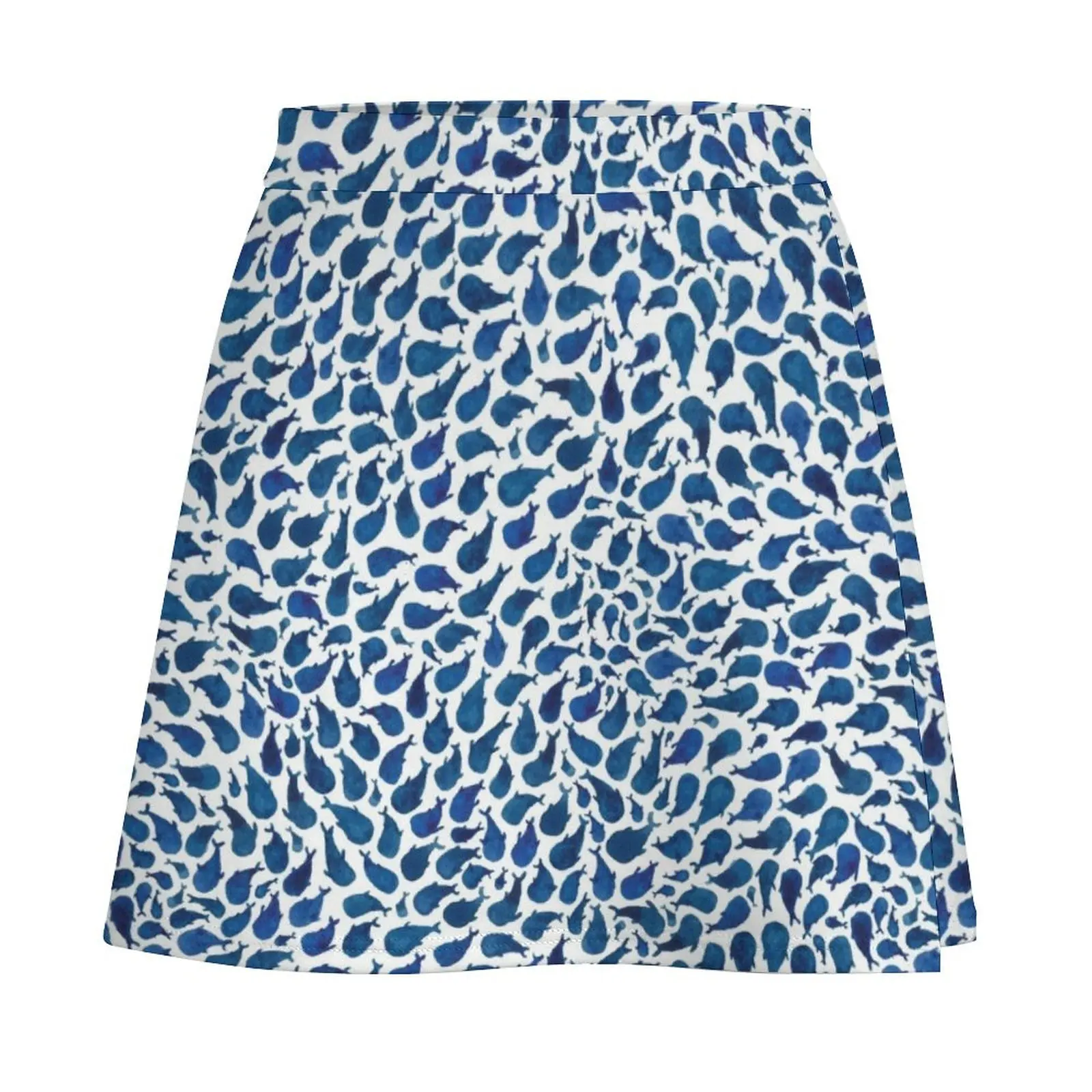 Watercolour Blue Whales Mini Skirt korean style skirt Women's skirts short skirts for women Mini Skirt