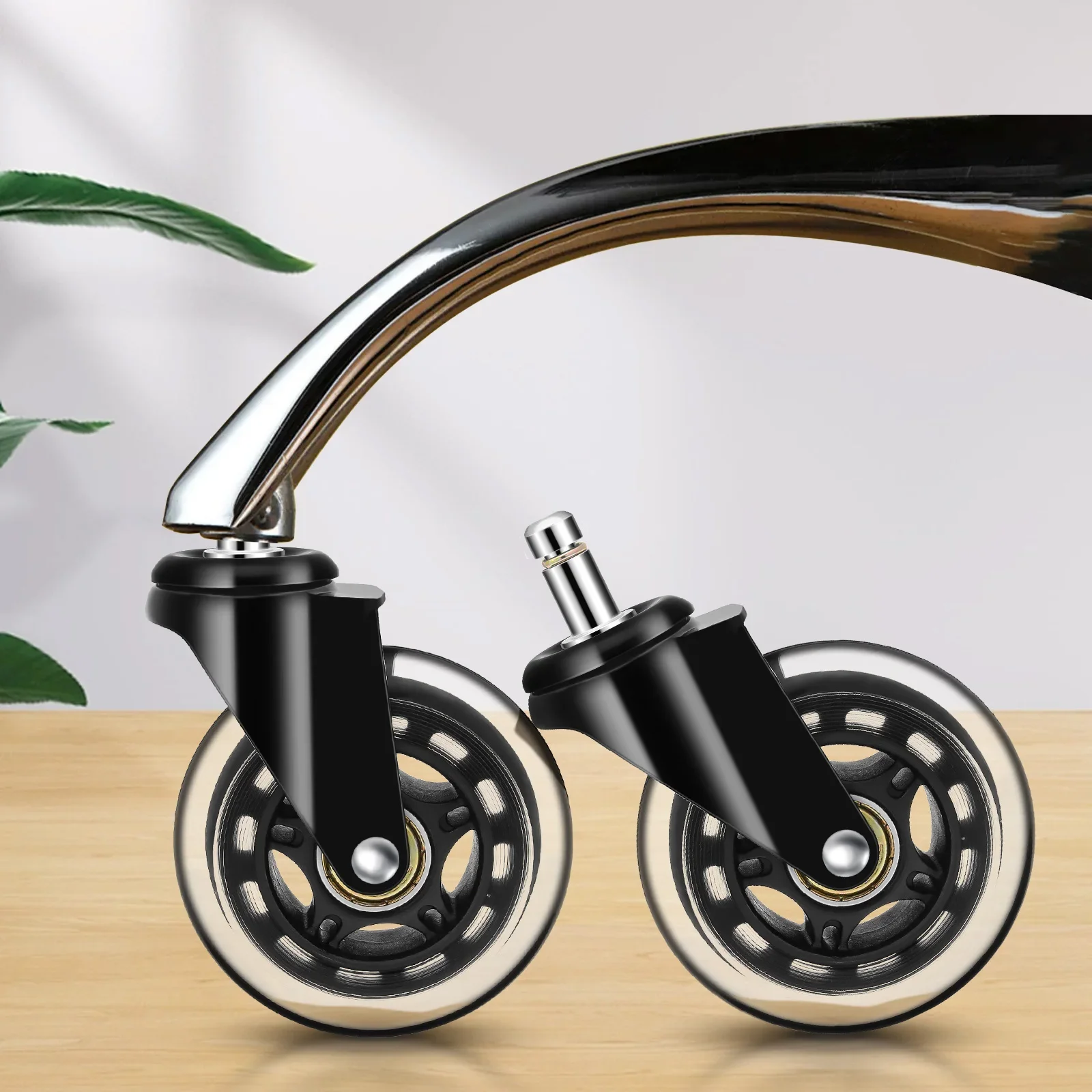 1/5PCS Swivel Rubber Caster Wheels 3 Inch Office Chair Caster Wheels Replacement 60KG Soft Safe Rollerblade Style Caster