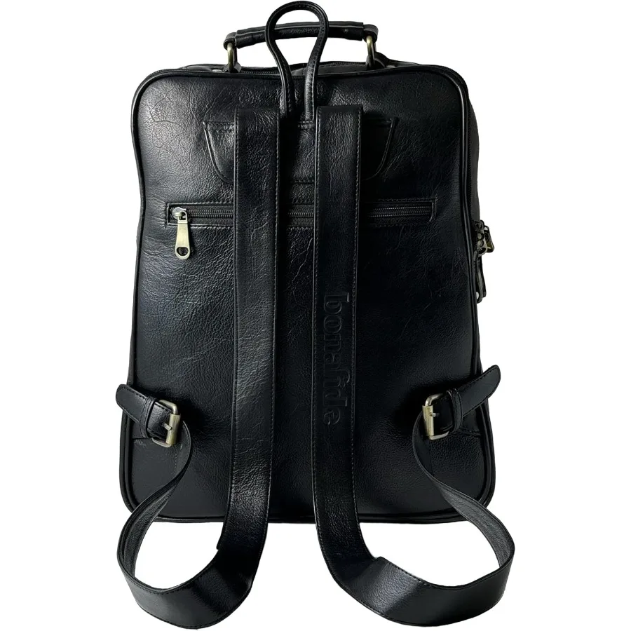 حقيبة ظهر للكمبيوتر المحمول من الجلد الأسود الفاخر مقاس 15.6 بوصة للرجال والنساء. حقيبة جلدية للاستخدام المهني في المكتب والعمل #2