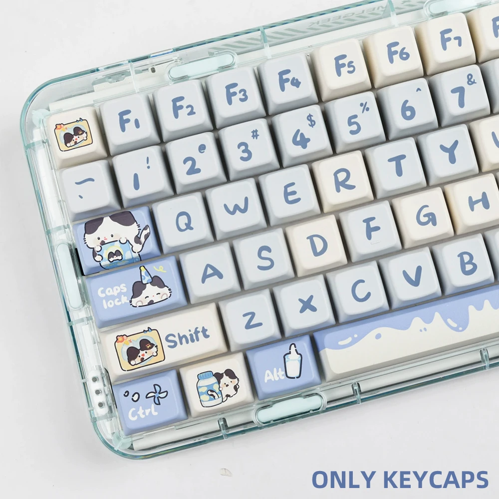 USLION 140 Keys MDA Profile Milk Cat Theme Keycaps PBT Heat Dye Sublimation Key Caps for 61/68/87/96/104/108 Mechanical Keyboard