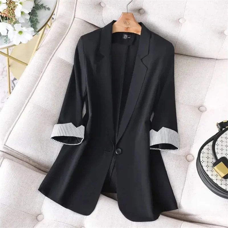 Casual White Blazer Women's Three-Quarter Sleeve 2022 Spring And Summer Korean Fashion Slim Women's Suit Shirt Thin Suit Jacket