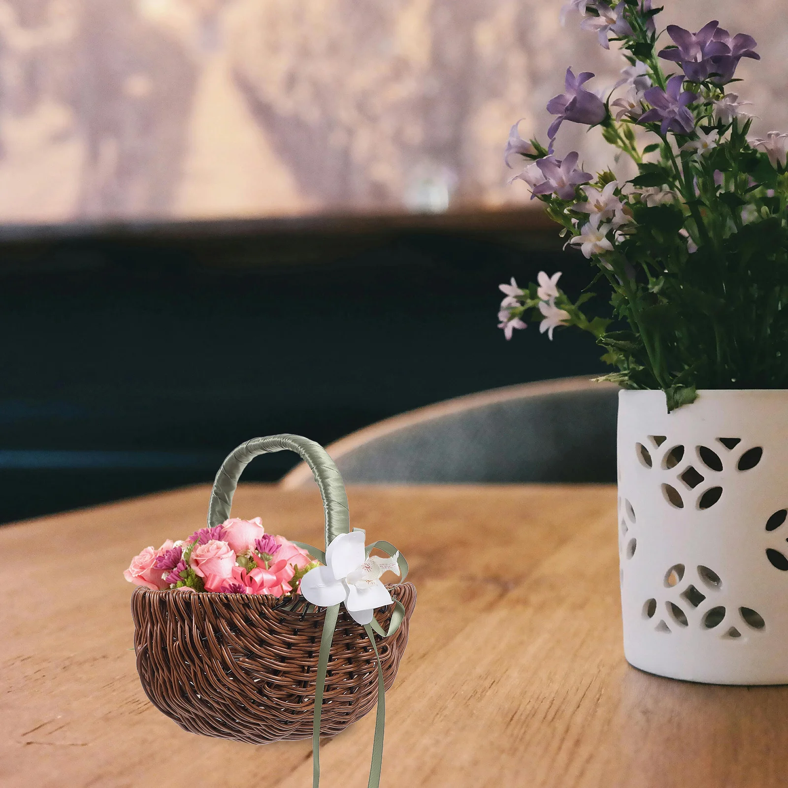 

1pc Woven Flower Girl Basket Rustic Wedding Gift Container For Beach Wedding Easter Party Decor Small Gift Baskets