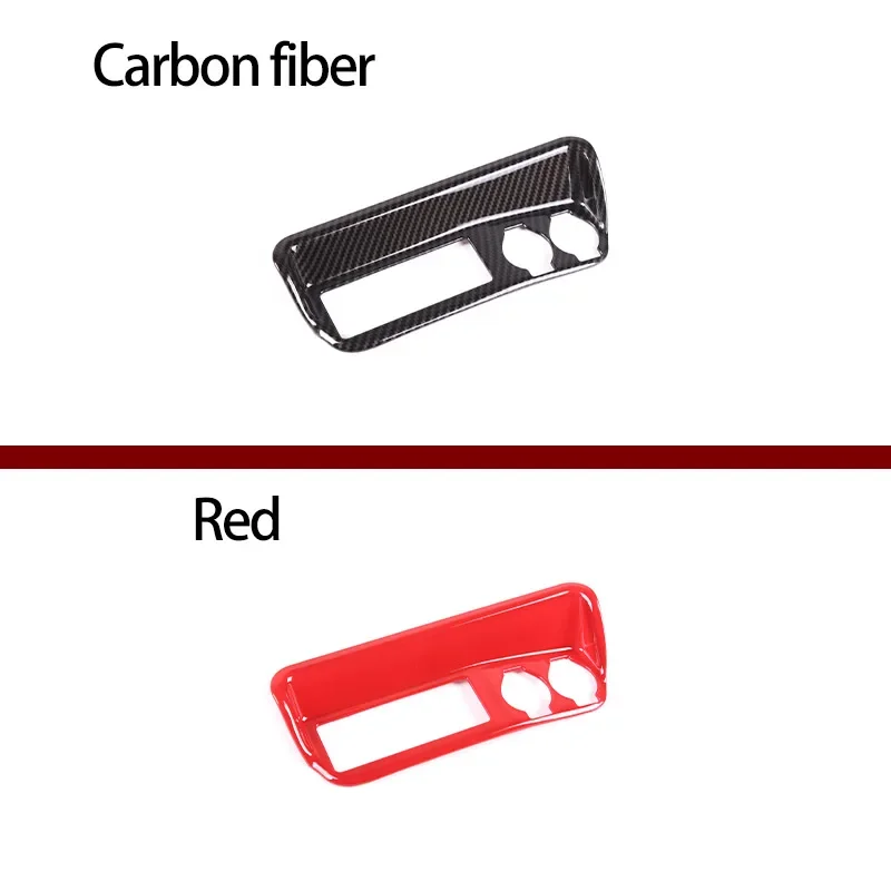 ABS Carbon Fiber/Red For Toyota Tacoma 2011-2015 Car Cigarette Lighter Socket Decorative Frame Sticker Car Interior Accessories