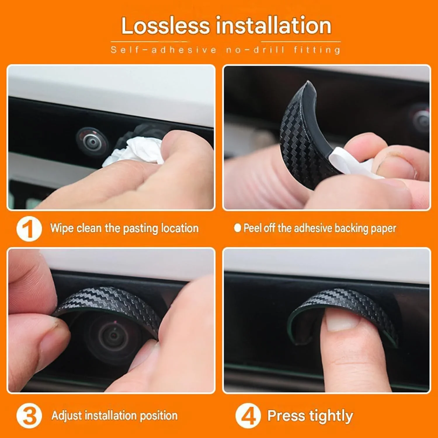 4/8pcs Backup Camera Rain Hood Cover with Curved Black PVC Canopy, Adhesive-Backed Rear Guard for Outdoor Parking Rear View Lens