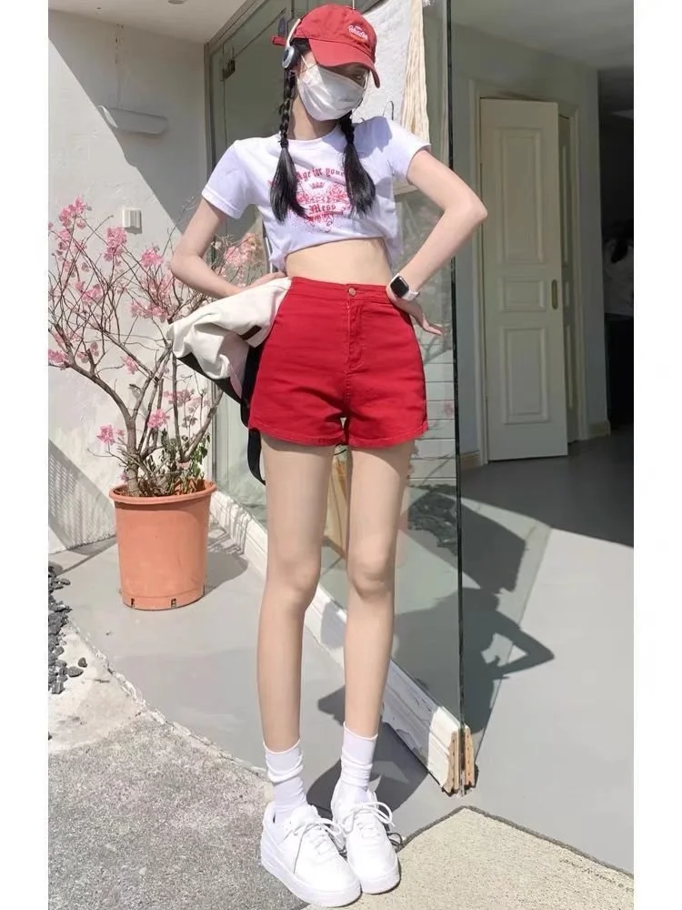 Female minimalist ins new Harajuku casual pants with trendy temperament, versatile and artistic five quarter pants, Japanese tre
