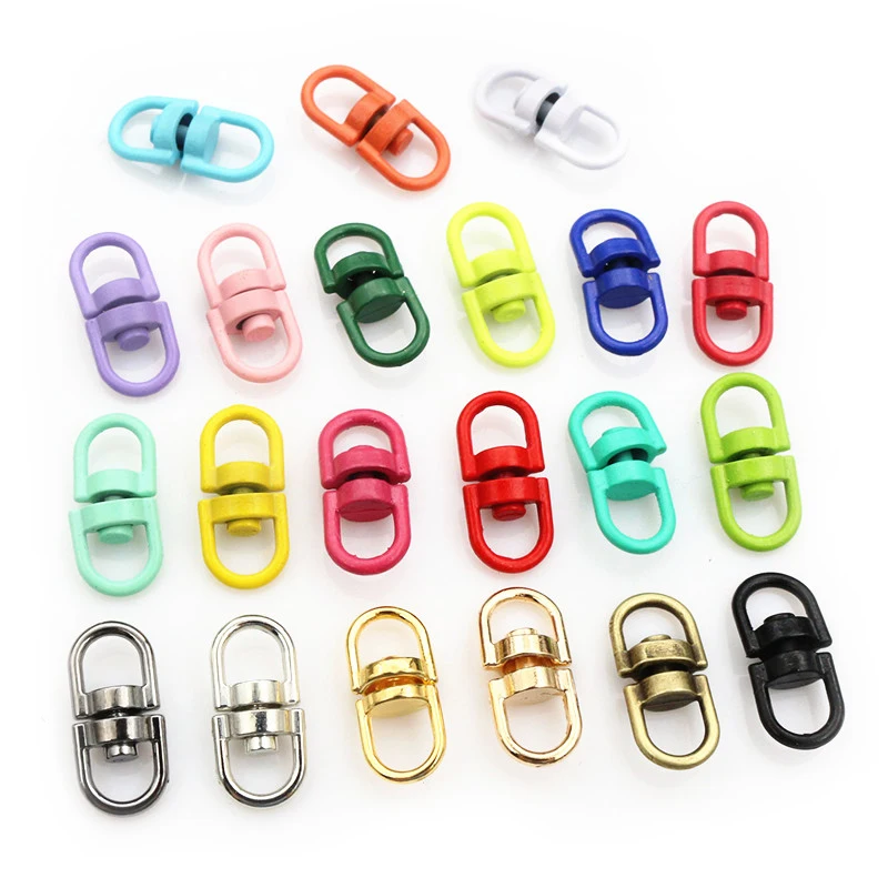 20pcs 19x9mm Hook Clasp 8-Character Rotating Buckle Keychain Chain Connectors For Diy Jewelry Making Keyring Bag Buckle