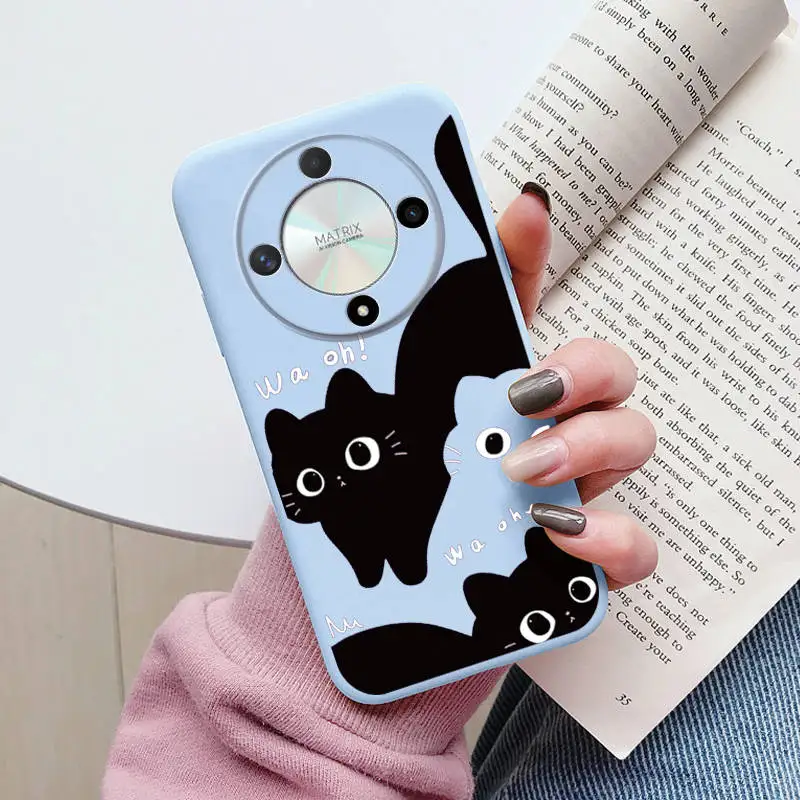 Cartoon Case For Huawei Mate 20 Lite 20 Nova 8i Honor 50 Lite Magic5 6 7 LITE 5G X9c X9A X9B Cute Balck Cat Cover Soft TPU Shell