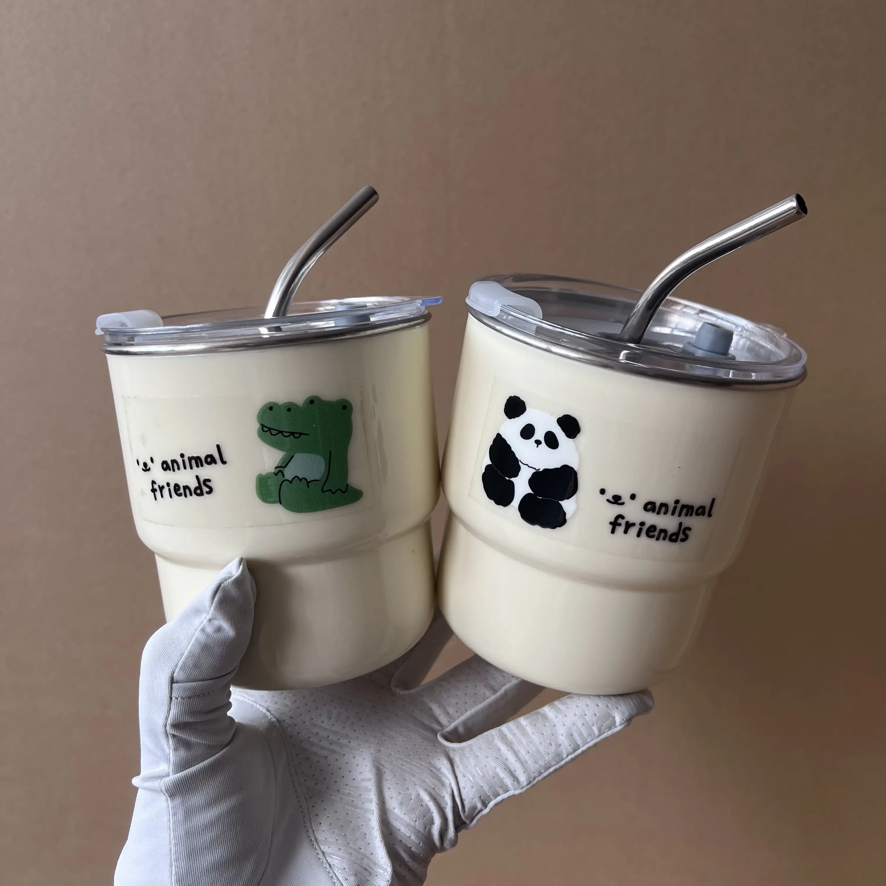 

304 Stainless Steel Straw Water Bottle Cute Summer Adult Office Home Use Kids Cup with Straw for Children