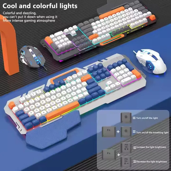 Set Keyboard dan Mouse Nuansa Mekanis Notebook Gaming Berkabel Komputer Desktop Gaming Kantor Logam Keyboard Keyboard Terbaik