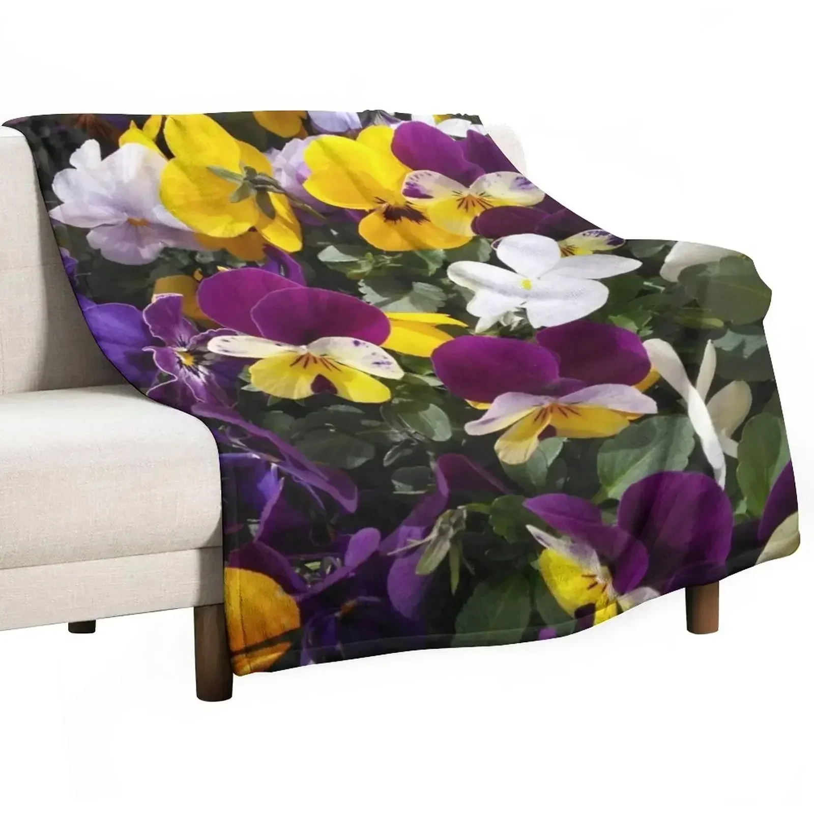 Winter Pansies in Spring Throw Blanket Soft Plush Plaid Plaid on the sofa Heavy Blankets