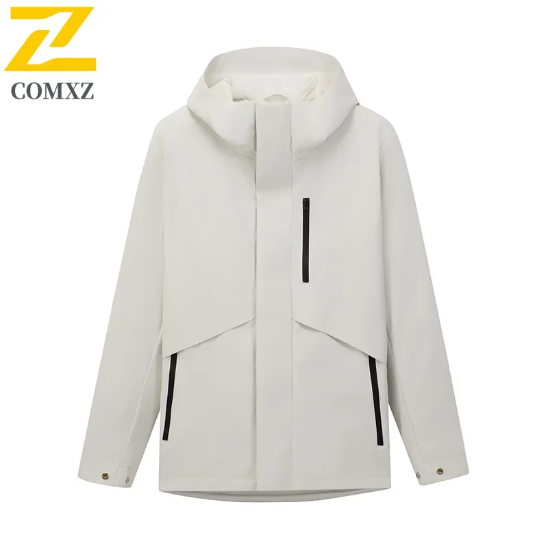

COMXZ Mens Jacket Solid Color Hooded Outdoors Riding Windproof Jackets Camping Fashion Autumn Light Thin Men Motorcycle Jacket