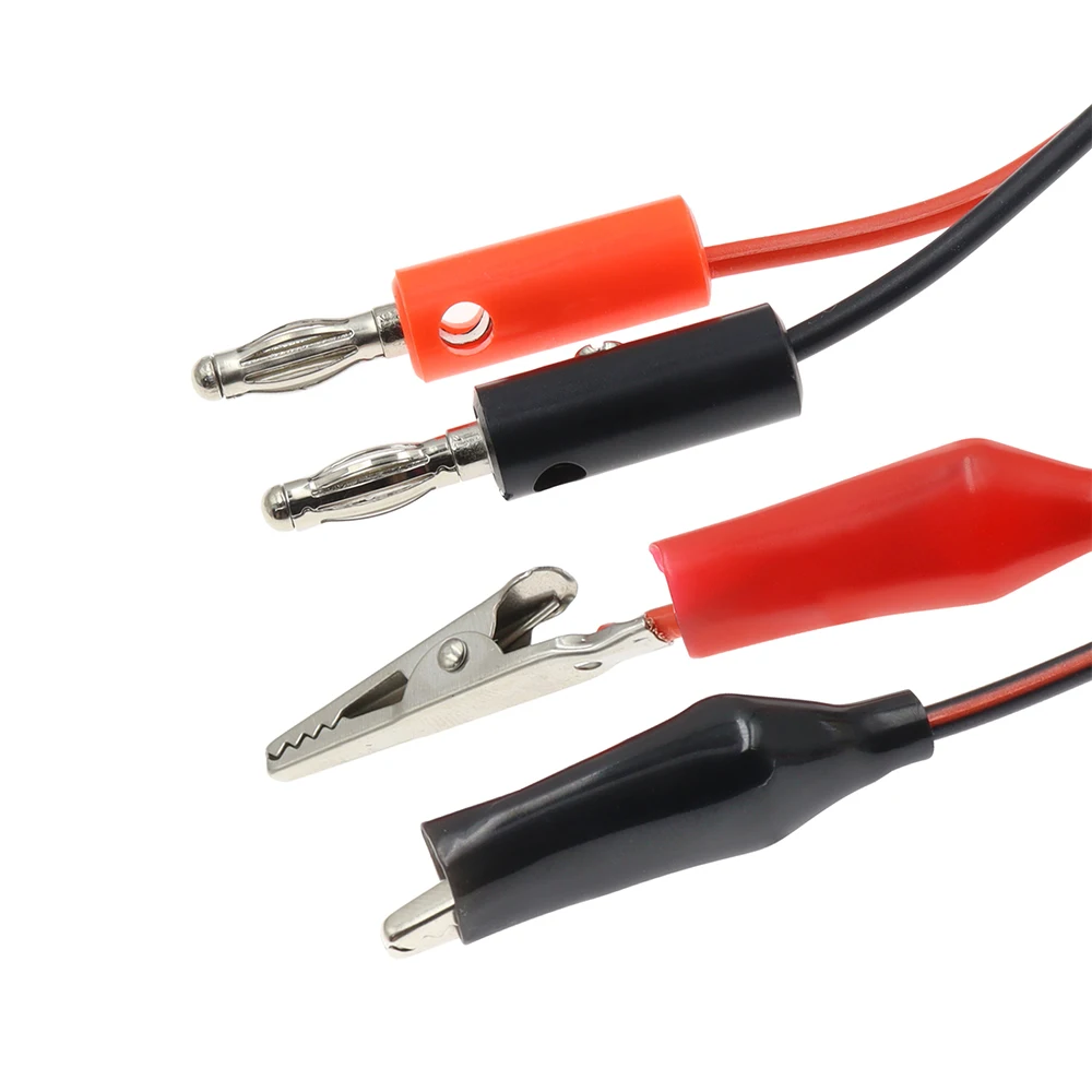 1 قطعة سلك طاقة بمشبك التمساح، قابس الموز إلى سلك مشبك التمساح، سلك اختبار مع قابسين أحمر وأسود إلى مشبكين، طول السلك
