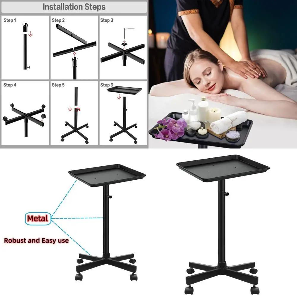 

Регулируемая по высоте металлическая тележка-столик для закусок для стоматологических, тату-салонов и спа-услуг
