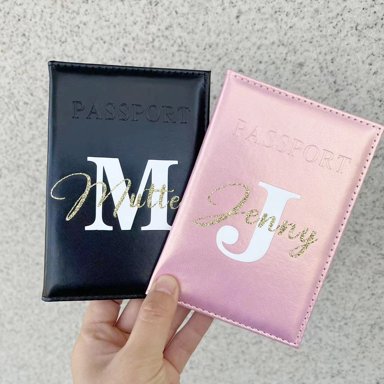 1PCS Customized PU Leather Passport Cover  with Name Text Travel Ticket Holder Birthday Christmas New Year Personalized Gift