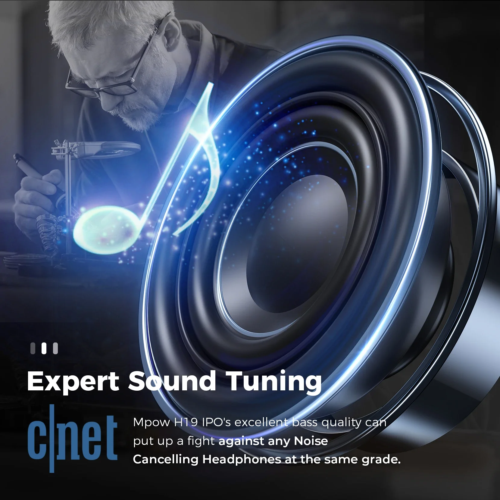 Mpow H19 IPO Bluetooth 5.0 アクティブノイズキャンセリングヘッドフォン軽量ワイヤレスヘッドセット CVC 8.0 マイク 30 時間再生高速充電