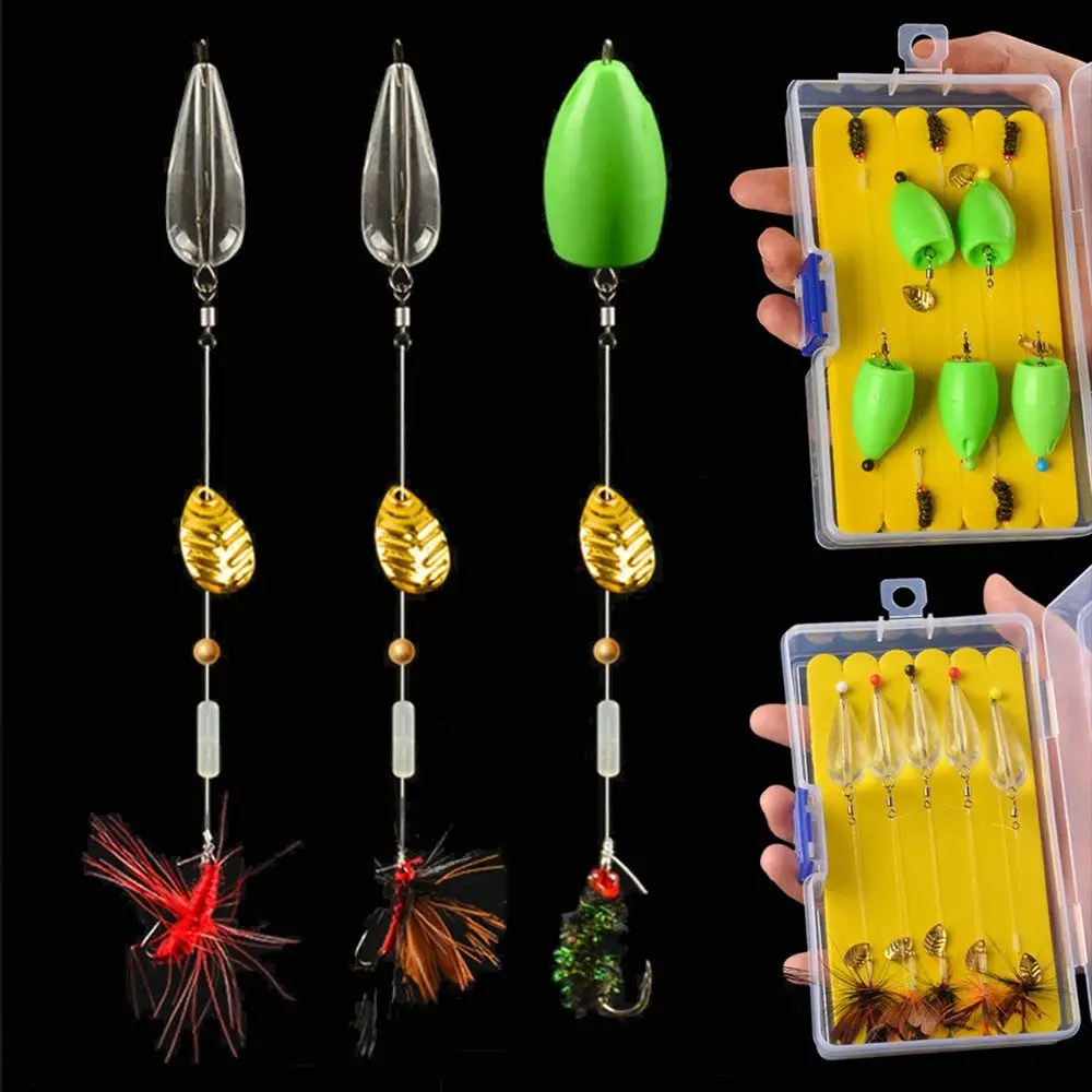 5Packs/Box Fly Butterfly Bait Fish Bait Set Storage Box Submersible/Floating Fishing Lures Fishing Tackle