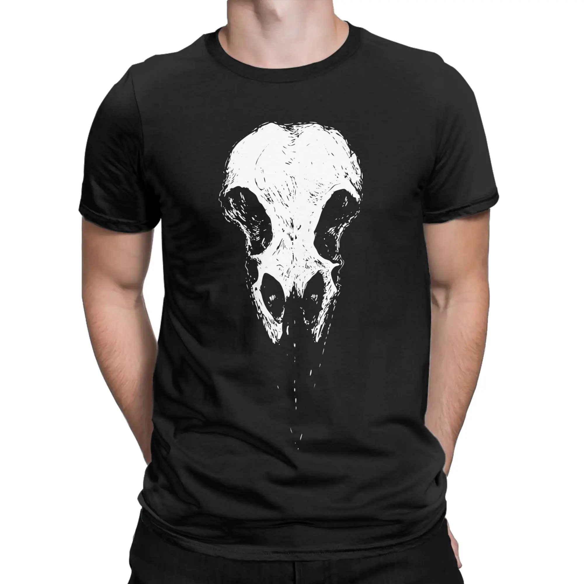 Men Raven Skull T Shirts Plague Doctor Horror Black Death Bird Mask 100% Cotton Clothing Crewneck Tee Shirt 4XL 5XL 6XL T-Shirt