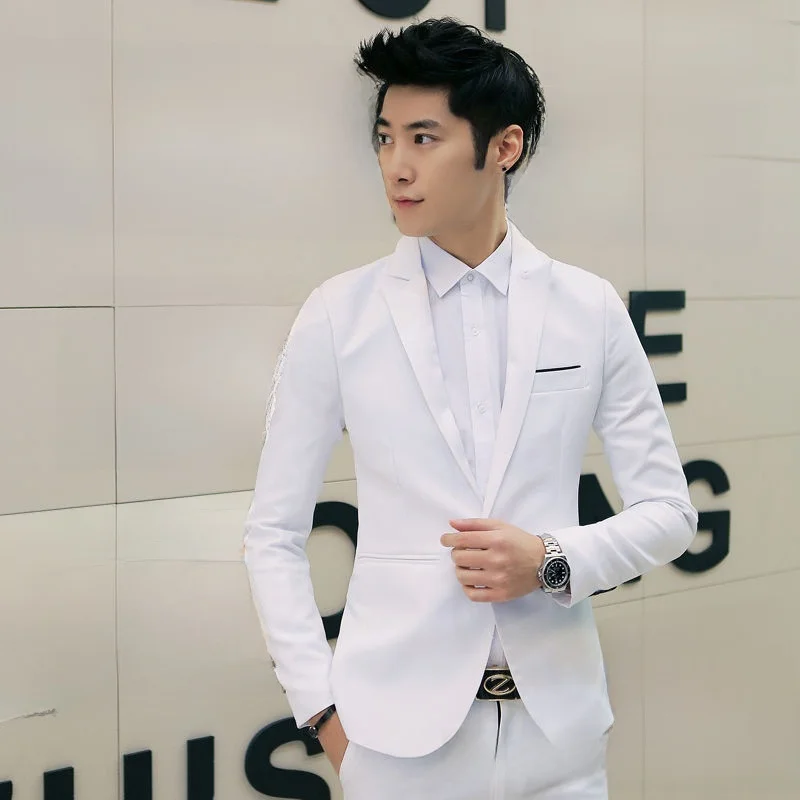 

Модный мужской повседневный костюм приталенного кроя: новый стиль, молодежный деловой пиджак без бренда, особый широкий крой, цветные блоки