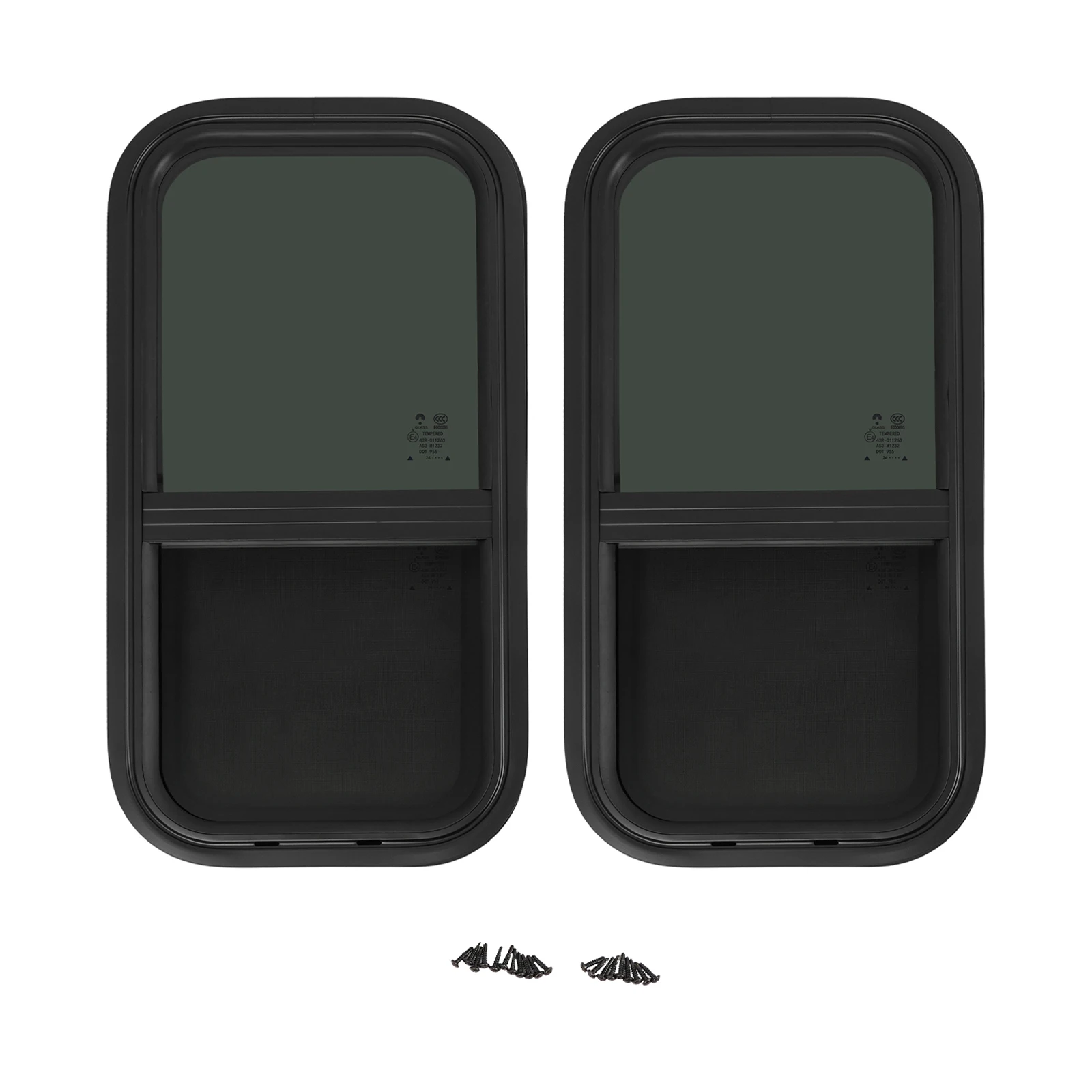 2 Buah Jendela Geser Vertikal RV Kaca Tempered 12*24in/30*24in Jendela Geser Vertikal untuk RV Camper Motorhome Jendela Sash