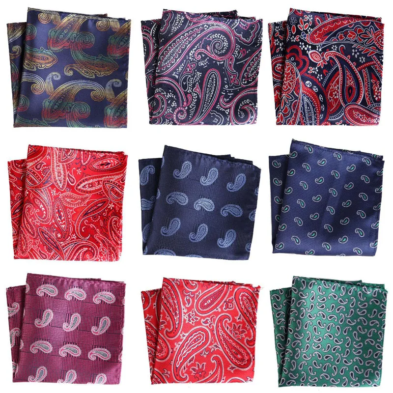 Fashion Square cashew flower Jacquard Handkerchief For Men Gentlemen Pocket Towel For New Year Wedding Party Christmas Gift