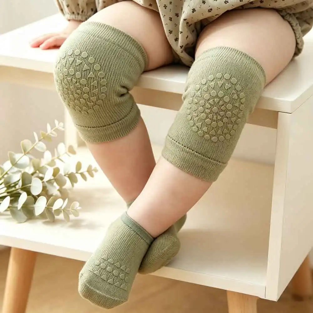vvocci Pads Socks Safety Floor Sock Leg Knee Protector Baby Knee  Set for Summer Solid Color Anti Slip Socks Kid Crawling